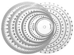 Graduated Dial Rules, Diameter (Inch): 3 , Reading Direction: Dual Direction , Graduation (Degrees): 1.00 , Hole Diameter (Inch): 11/32 , Color: White  MPN:3GD-W180DD