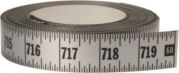 60 Ft. Long x 1 Inch Wide, 1/16 Inch Graduation, Silver, Mylar Adhesive Tape Measure MPN:FR-S720L-TC