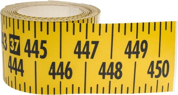 45 Ft. Long x 3 Inch Wide, 1/4 Inch Graduation, Yellow, Mylar Adhesive Tape Measure MPN:FXW-Y540L-TC