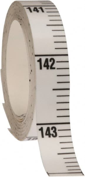 12 Ft. Long x 1/2 Inch Wide, 1/10 Inch Graduation, White, Mylar Adhesive Tape Measure MPN:TN-W144VD-TC