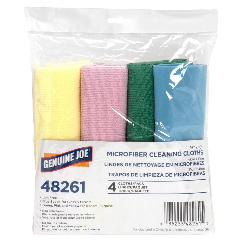 Genuine Joe Microfiber Cleaning Cloths, Box Of 4 (Min Order Qty 7) MPN:48261