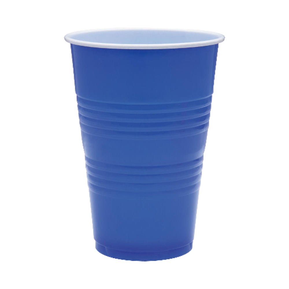 Genuine Joe Cold Beverage Plastic Party Cups, 16 Oz, Blue/White, Pack Of 50 (Min Order Qty 6) MPN:11250