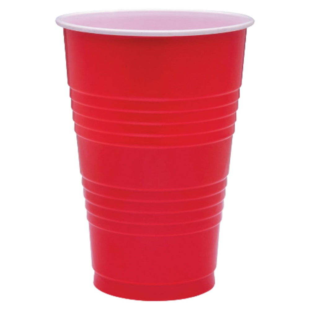 Genuine Joe Plastic Party Cups, 16 Oz, Red, Pack Of 50 (Min Order Qty 6) MPN:11251