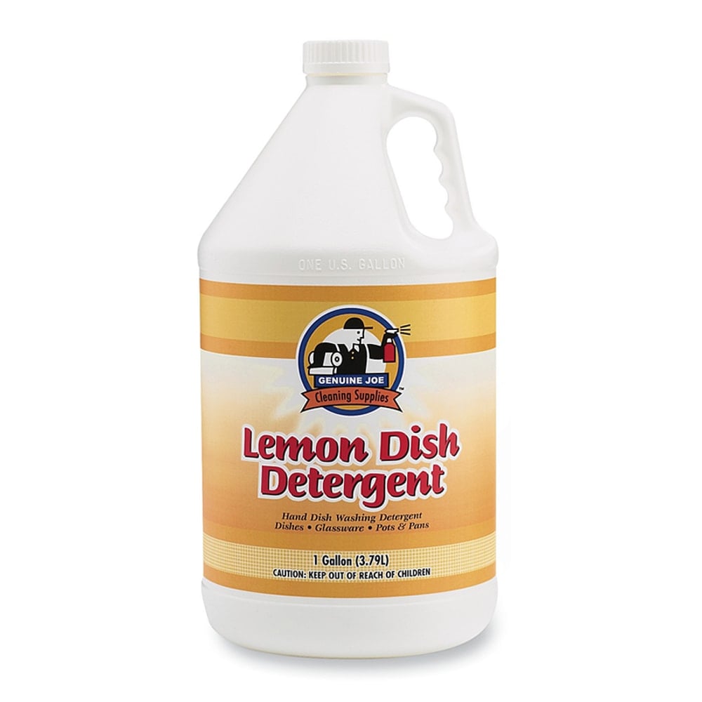 Genuine Joe Lemon Scent Dishwashing Detergent, 128 Oz Bottle (Min Order Qty 3) MPN:10359