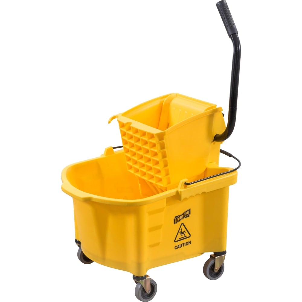 Genuine Joe Splash Guard 26-Quart Mop Bucket/Wringer Combination, Yellow/Black MPN:60466