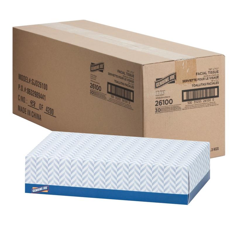 Genuine Joe 2-Ply Facial Tissue, 100 Sheets Per Box, Case Of 30 Boxes (Min Order Qty 2) MPN:26100