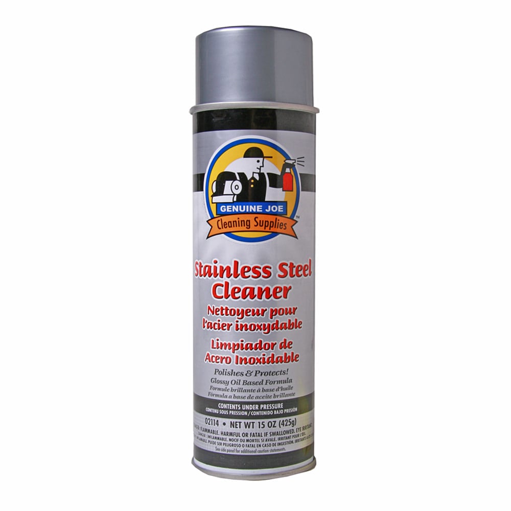 Genuine Joe Stainless Steel Cleaner - For Metal Surface - 15 fl oz (0.5 quart)Can - 1 Each - Pleasant Scent, Luster - Multi (Min Order Qty 5) MPN:02114