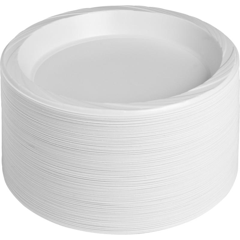 Genuine Joe 10 1/4in Plastic Plates, White, Pack Of 125 MPN:10323