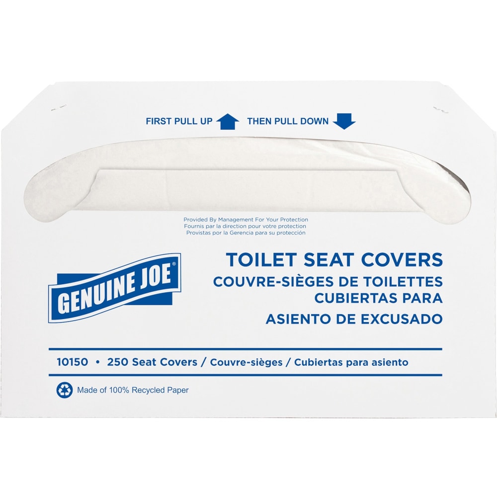 Genuine Joe Toilet Seat Covers, White, Pack Of 2,500 (Min Order Qty 2) MPN:10150