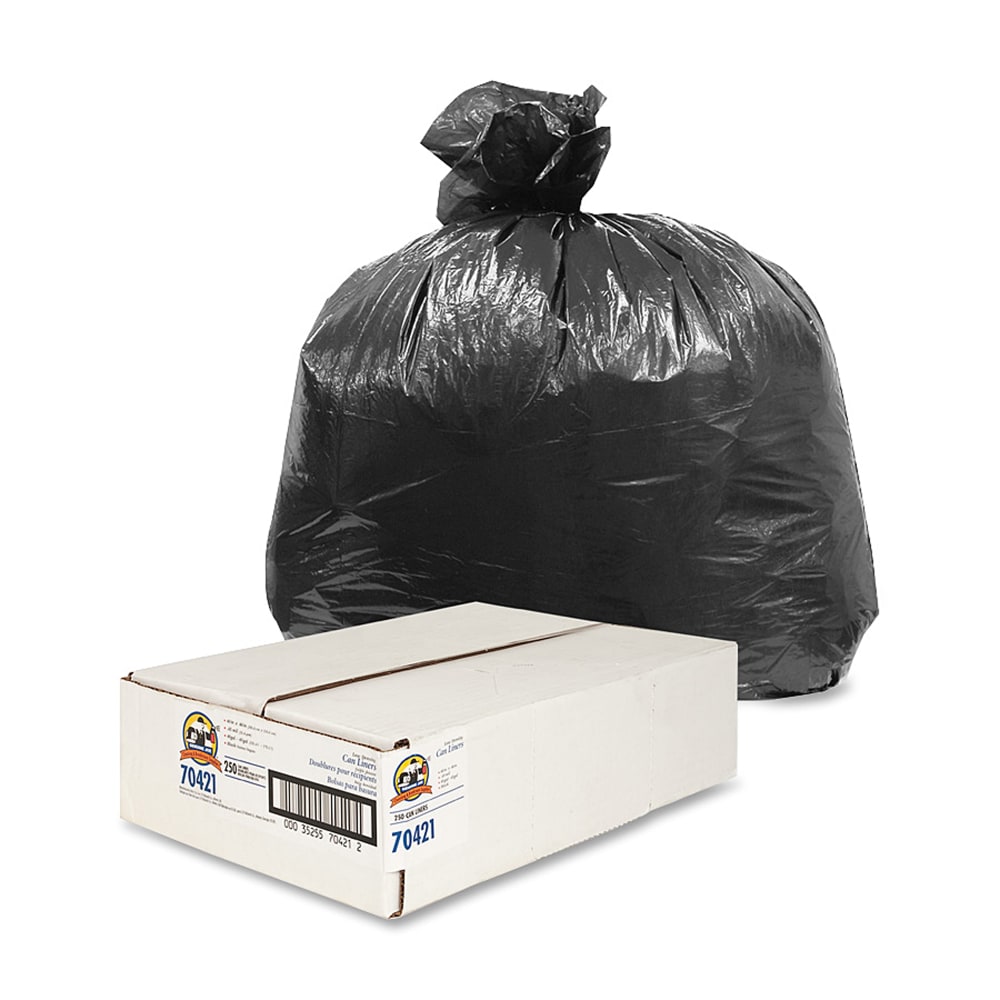 Genuine Joe Linear Low Density Trash Liners, 40-45 Gallon, Black, 250 Per Carton (Min Order Qty 2) MPN:70421