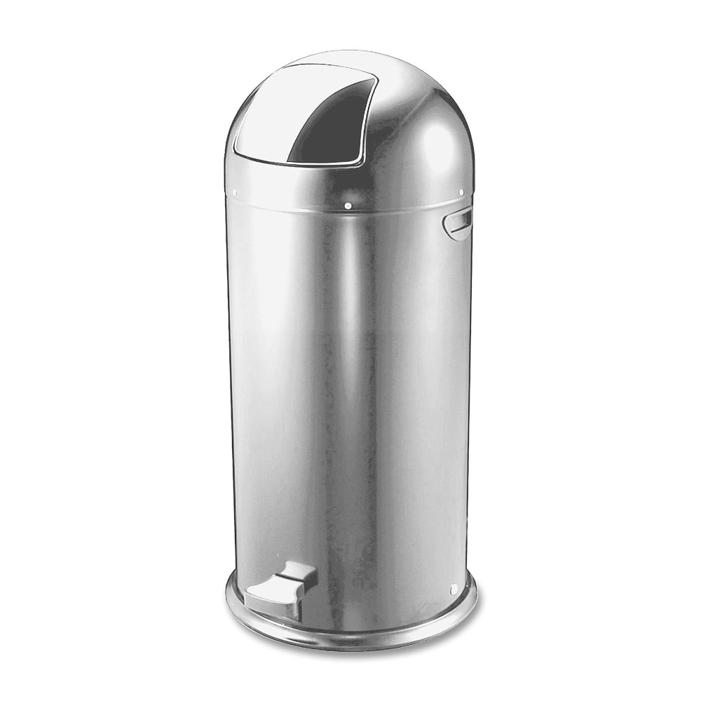 Genuine Joe Classic Round-Top Receptacle, 12 Gallons, Silver MPN:58885