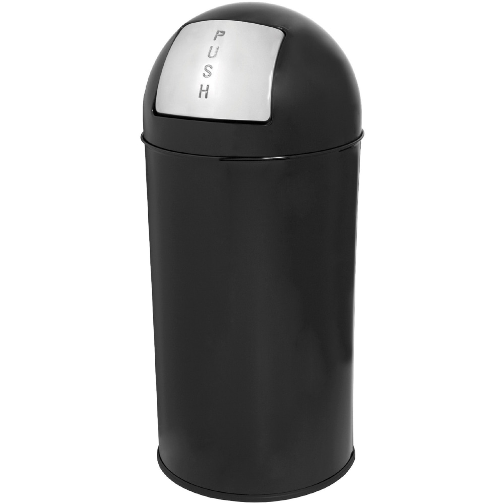 Genuine Joe Classic Round-Top Receptacle, 12 Gallons, Black MPN:58887