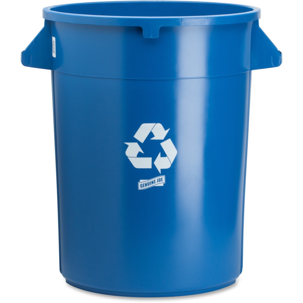 Genuine Joe Heavy-duty Trash Container - 32 gal Capacity - Plastic - Blue MPN:60464