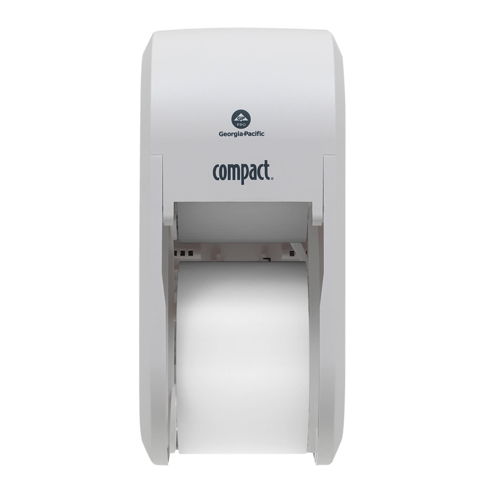 Compact by GP PRO, 2-Roll Vertical Coreless High-Capacity Toilet Paper Dispenser, 56767A, 7.35in x 6.21in x 13.6in, White, 1 Dispenser (Min Order Qty 4) MPN:56767A