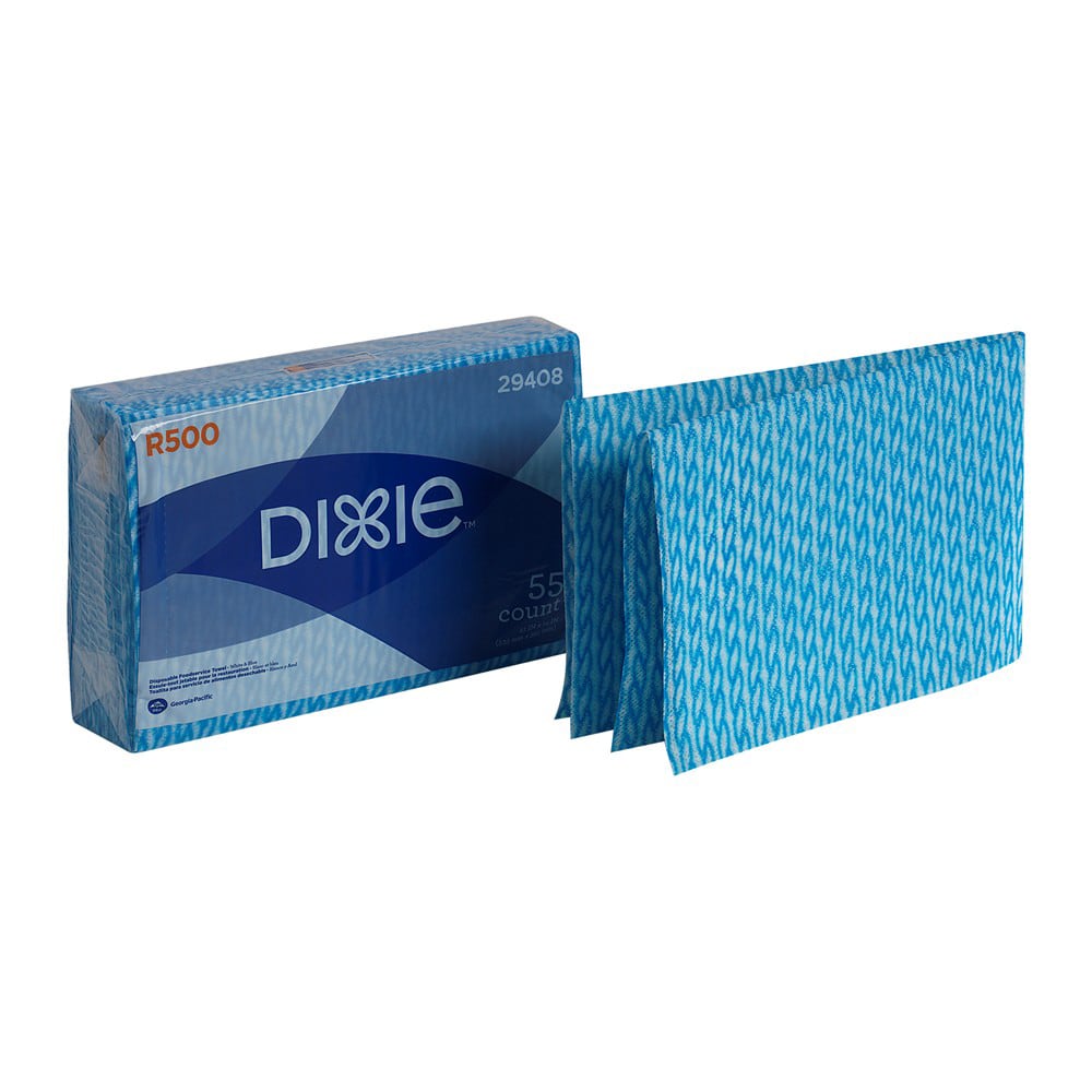 GP Pro Dixie R500 Disposable Food Service Towels, White/Blue, 55 Sheets Per Pack, Case Of 6 Packs MPN:29408