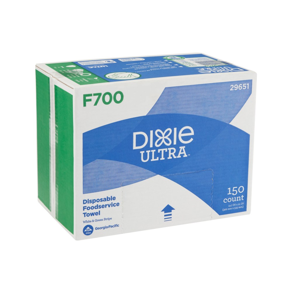 Brawny Dixie Ultra F700 Disposable Foodservice Towels By Gp Pro, White & Green Stripe, 150 Towels Per Box MPN:29651