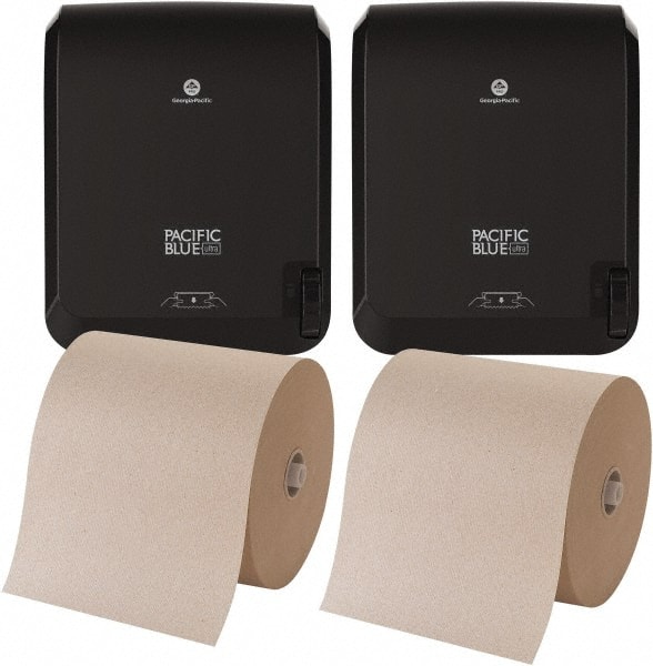 Paper Towel & Dispenser Set with 2 Dispensers & 2 Cases of (6) Rolls per Case of 1-Ply Brown Paper Towels MPN:5054278/3365001