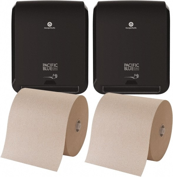 Paper Towel & Dispenser Set with 2 Dispensers & 2 Cases of (6) Rolls per Case of 1-Ply Brown Paper Towels MPN:5054578/5054278