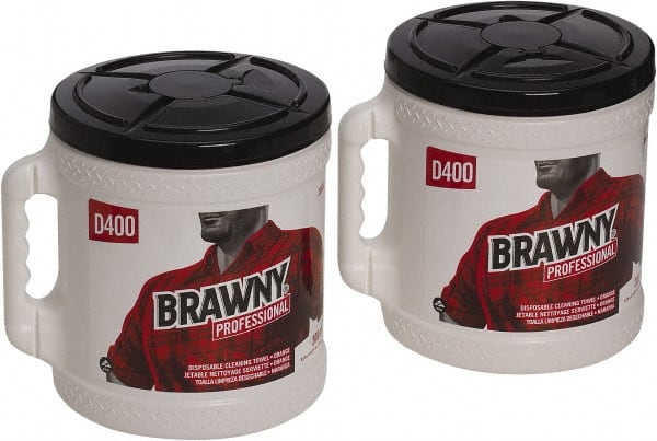 Brawny Professional D400 Disposable Cleaning Towels, Centerpull Roll With Bucket, Orange MPN:20040