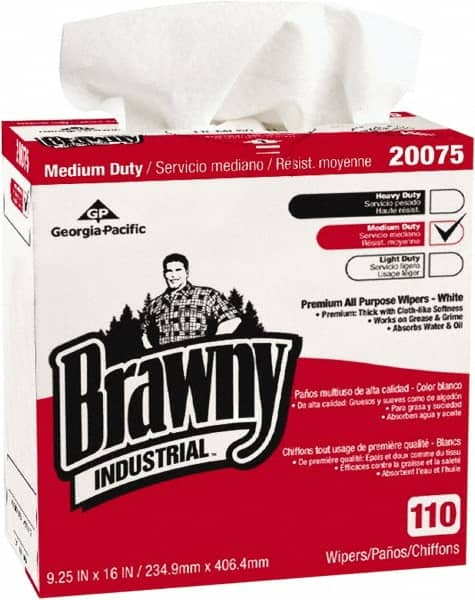 Brawny Professional D300 Disposable Cleaning Towels, Tall Box, White, 1 MPN:20075