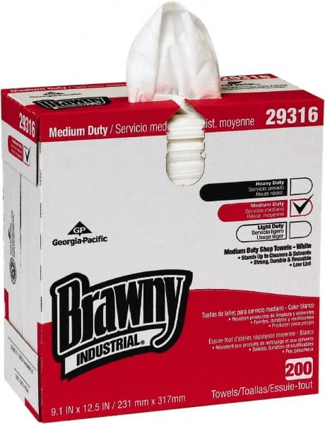 Brawny Professional H600 Disposable Cleaning Towels, Tall Box, White MPN:29316