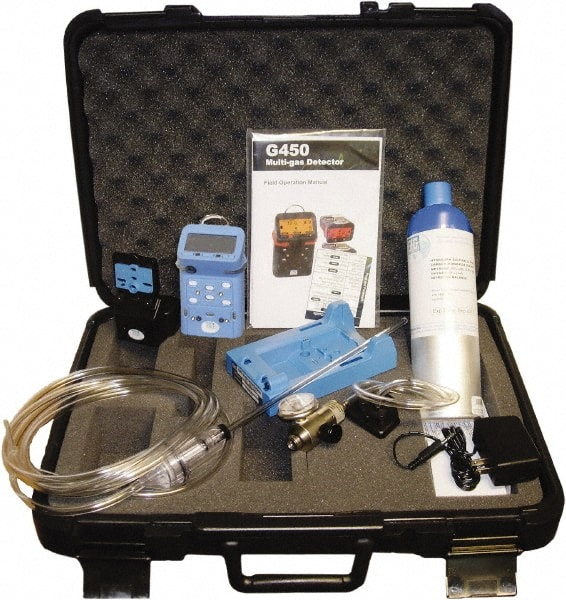 Multi-Gas Detector: Carbon Monoxide, Combustible, Hydrogen Sulfide & Oxygen, Audible & Visual Signal, LCD MPN:G450-11420K