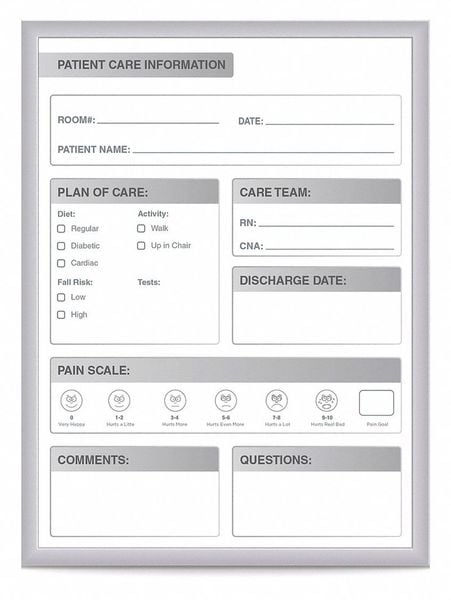 Patient Room Dry Erase Board Steel 24 W MPN:GRPM311P-23