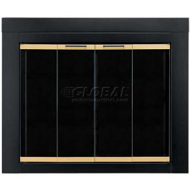 Pleasant Hearth Arrington Fireplace Glass Door Black With Gold Trim AR-1022 43-1/2