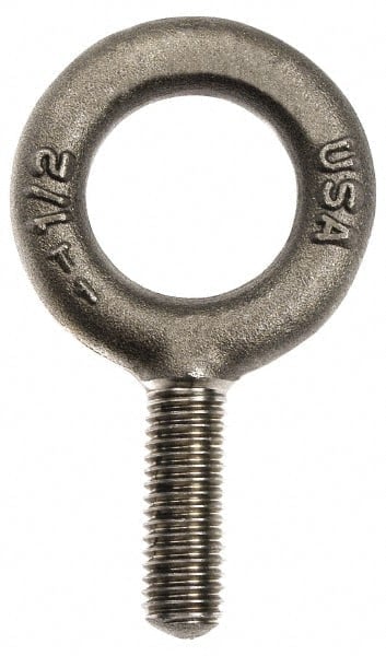 Fixed Lifting Eye Bolt: Without Shoulder, 900 lb Capacity, 5/16-18 Thread, Grade C-1035 Forged Steel MPN:11628 2