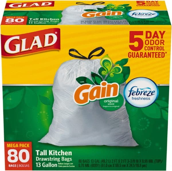 Household Trash Bags: 13 gal, 0.95 mil, 240 Pack MPN:CLO78900