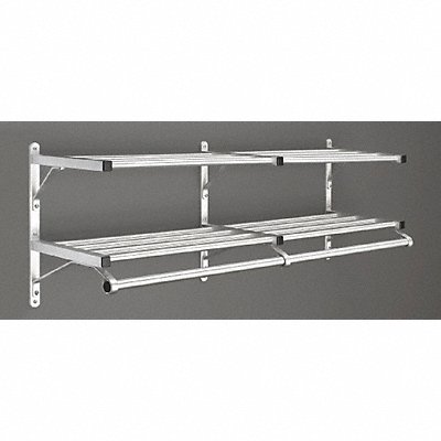 Coat Rack 2 Shelves 48 In W Satin Alum MPN:502-48SA