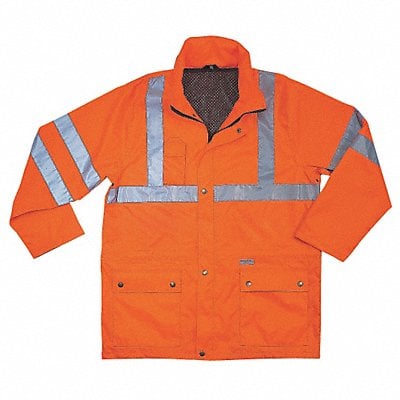 D2323 Rain Jacket w/Hood Hi-Vis Orange M MPN:8365