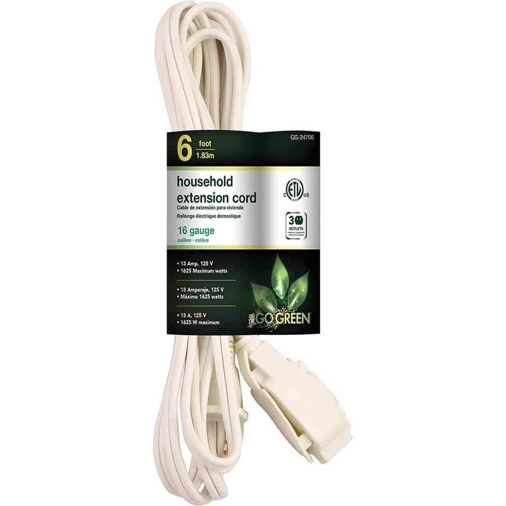 Power Cords, Cord Type: Replacement Cord , Overall Length (Feet): 6 , Cord Color: White , Amperage: 13 , Voltage: 125  MPN:GG-24706