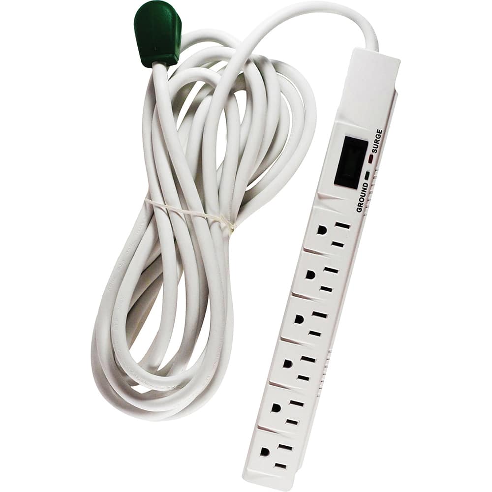 Power Outlet Strips, Amperage: 15.0 , Voltage: 125V , Cord Length: 15ft , Material: Plastic , Number Of Outlets: 6  MPN:GG-16315-15