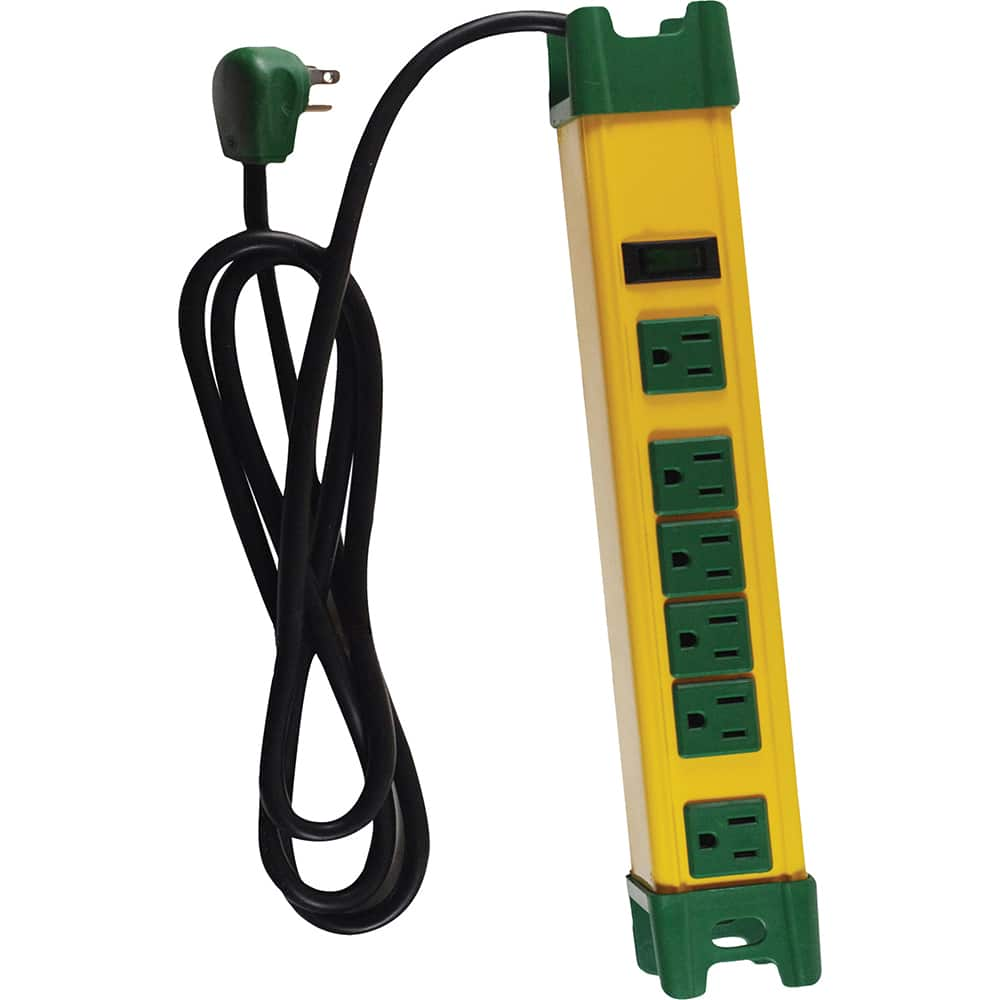 Power Outlet Strips, Amperage: 15.0 , Voltage: 125V , Cord Length: 6ft , Material: Metal , Number Of Outlets: 6  MPN:GG-26114