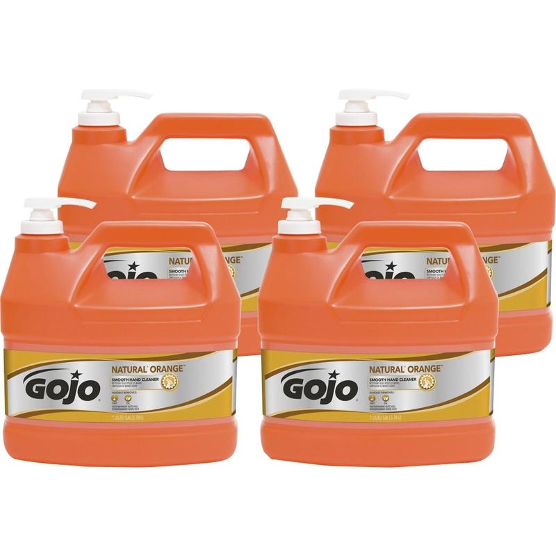 Gojo Natural Orange Smooth Hand Cleaner - Citrus Scent - 1 gal (3.8 L) - Pump Bottle Dispenser - Soil Remover, Dirt Remover, Grease Remover - Hand - Orange - 4 / Carton MPN:094504CT