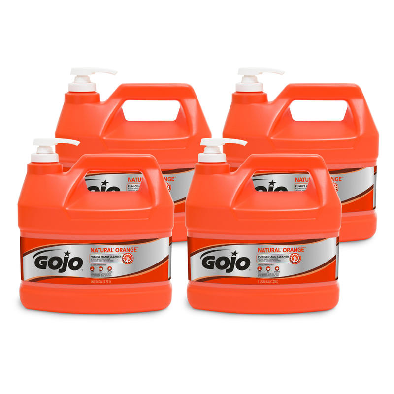 GOJO Natural Orange Pumice Heavy-Duty Lotion Hand Soap Cleaner, Citrus Scent, 128 Oz, Carton Of 4 Bottles MPN:095504CT