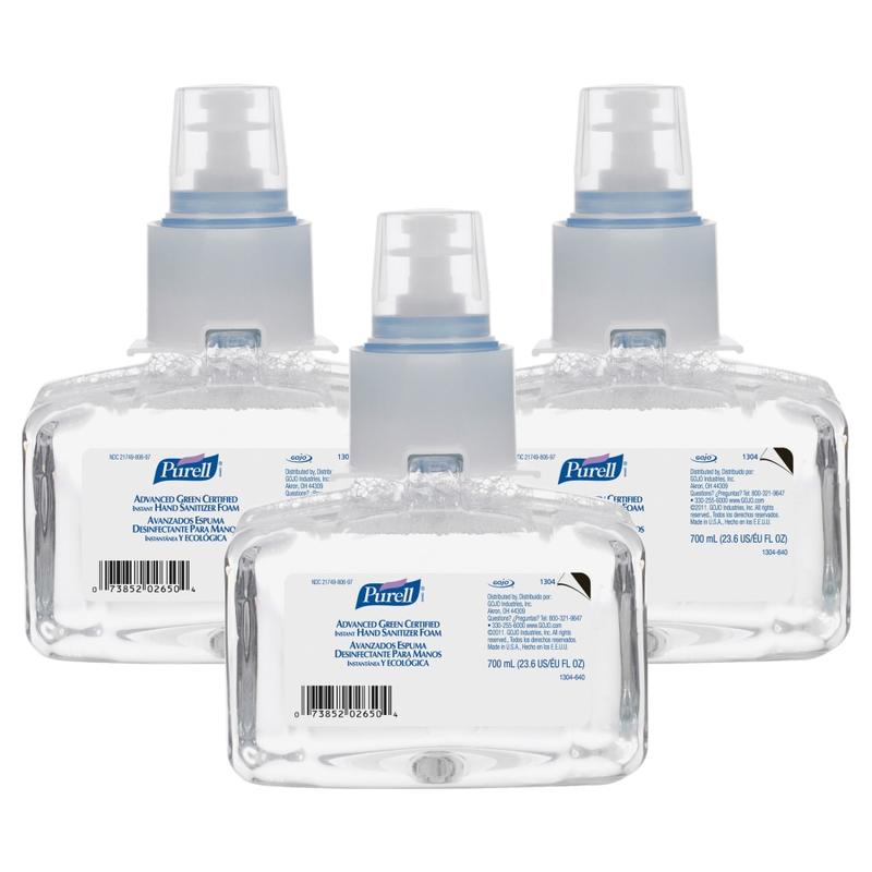 PURELL LTX-7 Instant Hand Sanitizer Refill - 23.7 fl oz (700 mL) - Hands-free Dispenser - Kill Germs - Hand, Skin - Clear - Eco-friendly - 3 / Carton MPN:130403CT