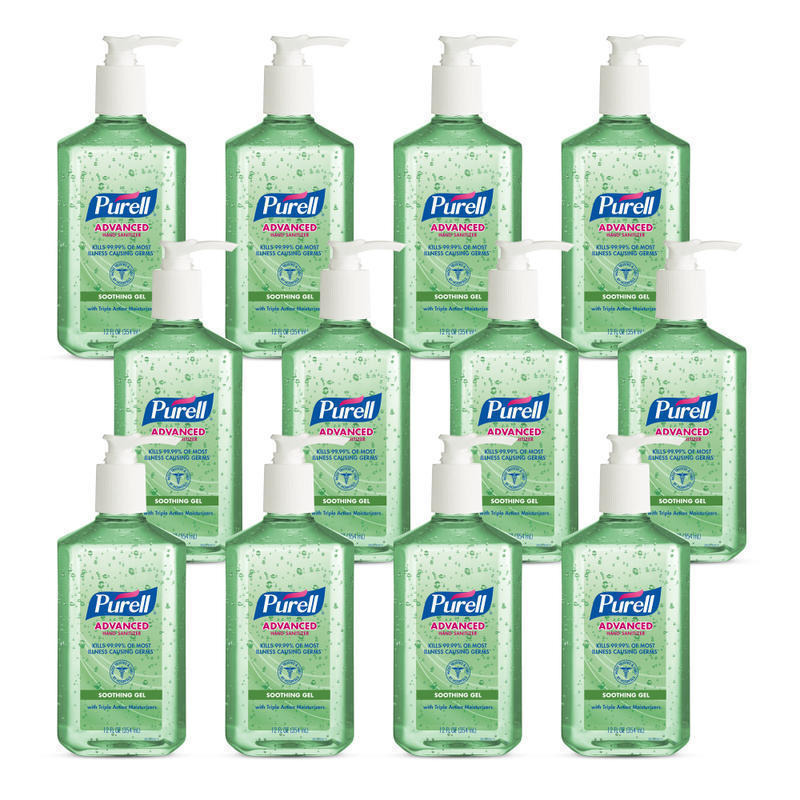 PURELL Advanced Hand Sanitizer Soothing Gel, Fresh Scent, 12 fl oz Pump Bottle, Case Of 12 MPN:3639-12