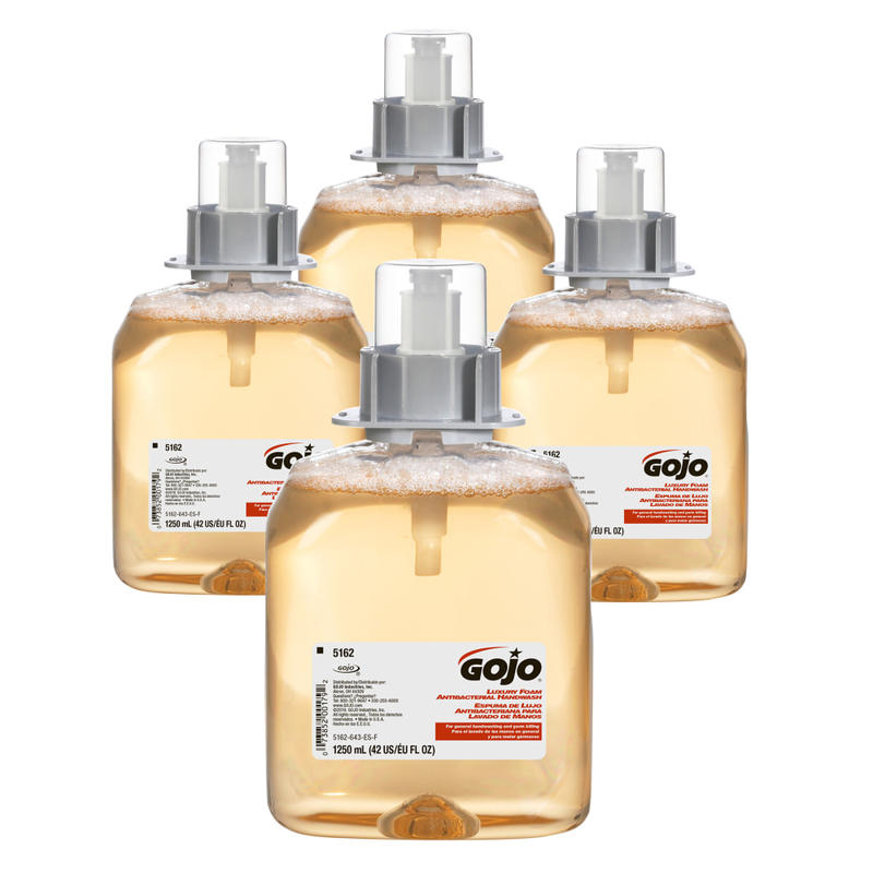 GOJO FMX-12 Luxury Antibacterial Foam Hand Soap Wash, Fresh Fruit Scent, 42.27 Oz, Carton Of 4 Bottles MPN:5162-04