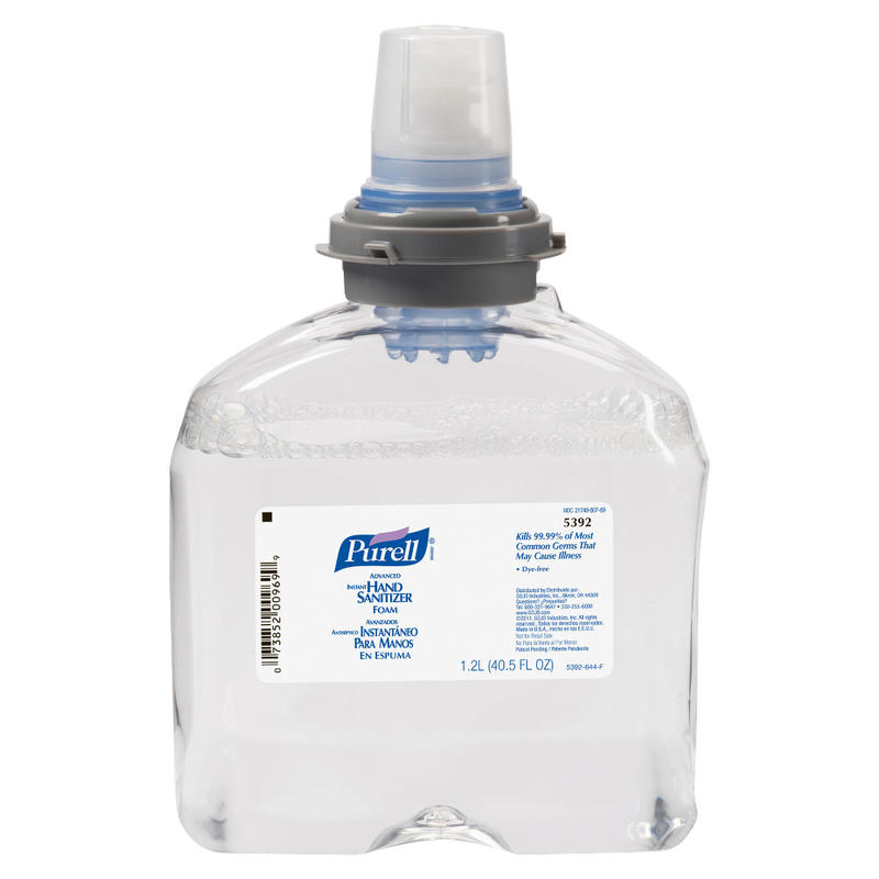 Purell Advanced Hand Sanitizer Foam, Clean Scent, 1200 mL Hand Sanitizer Foam Refill for Purell TFX Touch-Free Dispenser, Carton of 2 MPN:5392-02