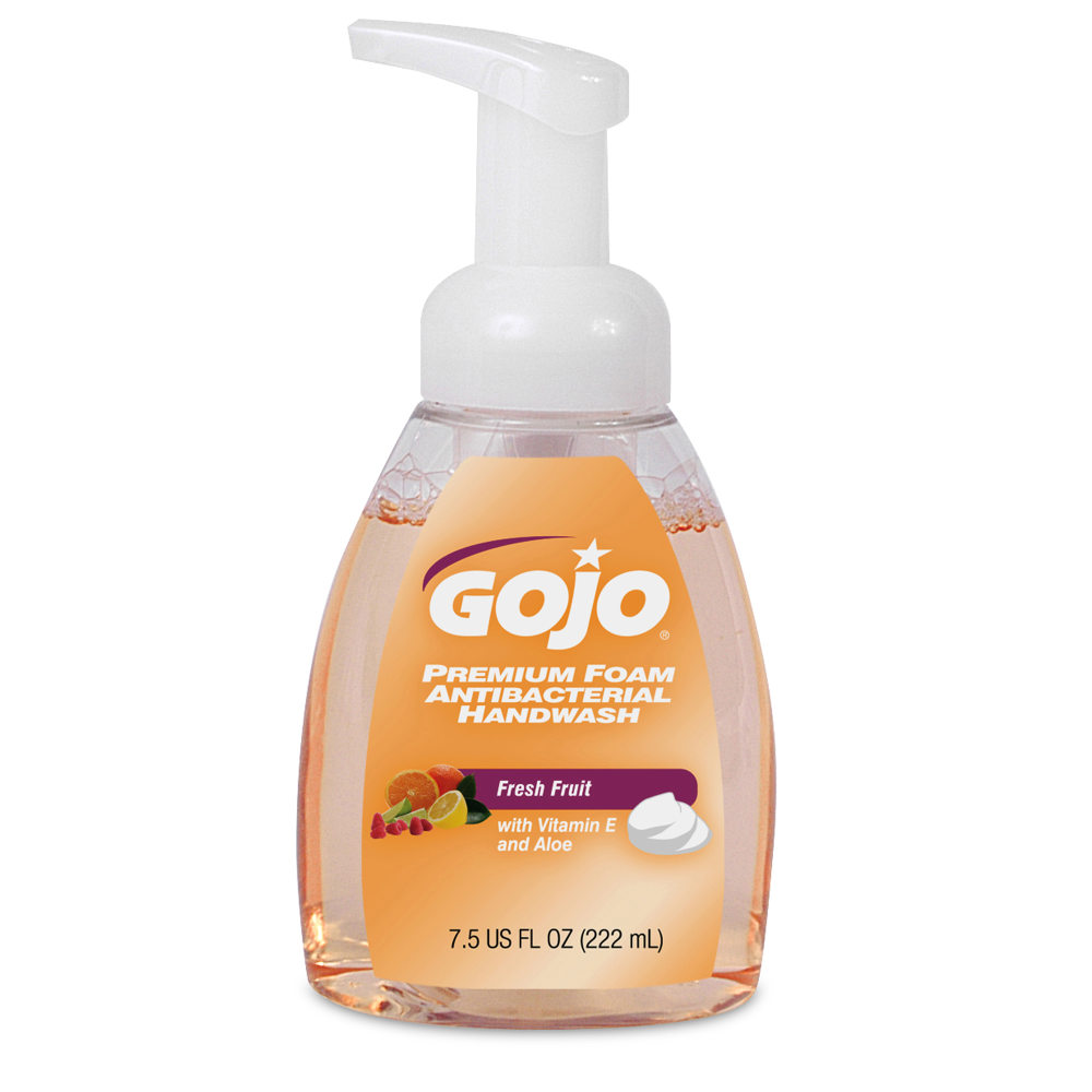 GOJO Premium Foam Antibacterial Hand Wash Soap, Fresh Fruit Scent, 7.5 Oz Pump Bottle (Min Order Qty 12) MPN:5710-06