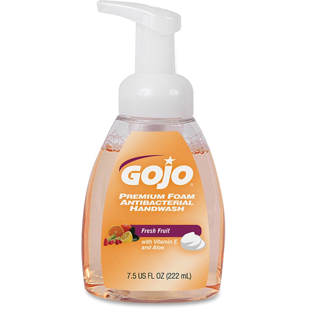GOJO Premium Foam Antibacterial Hand Wash Soap, Fresh Fruit Scent, 7.5 Oz, Carton Of 6 Pump Bottles (Min Order Qty 2) MPN:571006CT