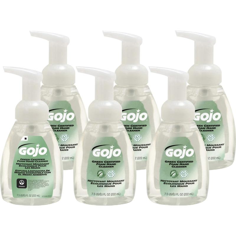 Gojo Green Certified Foam Hand Cleaner - 7.5 fl oz (221.8 mL) - Push Pump Dispenser - Hand - Clear - Bio-based - 6 / Carton (Min Order Qty 2) MPN:571506CT