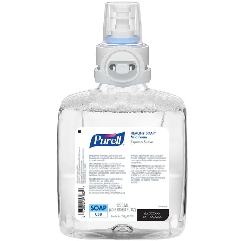 Purell Healthy Soap CS8 Mild Foam Soap Refills, Unscented, 1200 mL, Pack Of 2 Refills MPN:7874-02