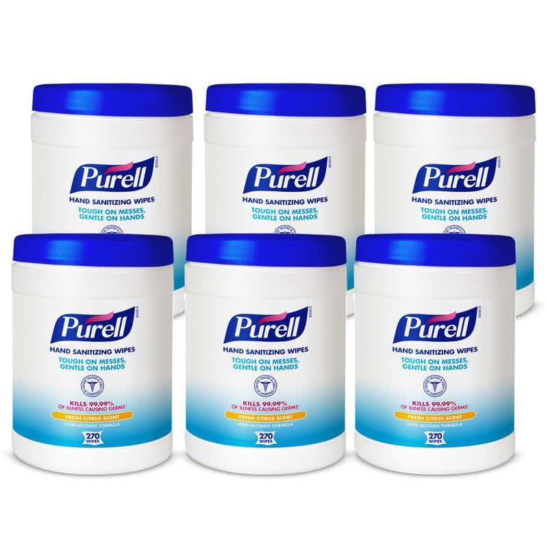 Purell Hand Sanitizing Wipes, Fresh Citrus Scent, 270 Wipes Per Canister, Pack Of 6 Canisters MPN:9113-06CT