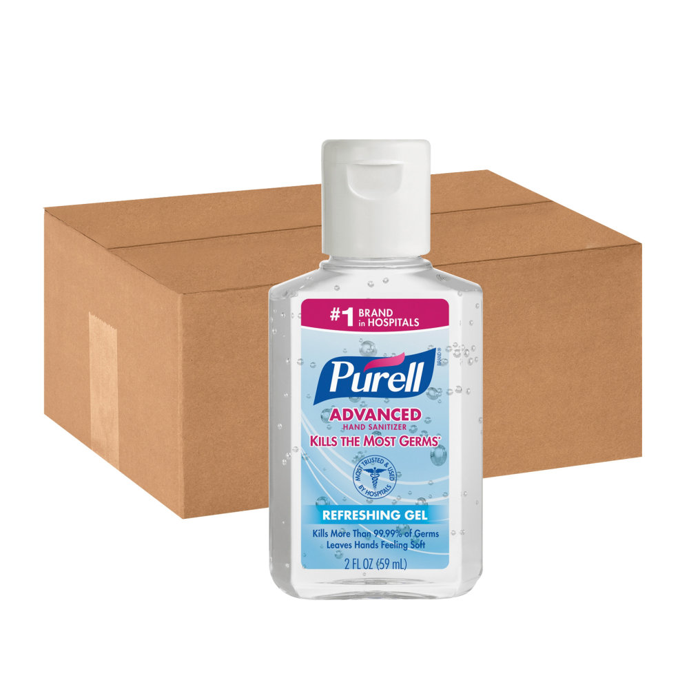 PURELL Portable Instant Hand Sanitizer - 2 fl oz (59.1 mL) - Flip Top Bottle Dispenser - Kill Germs - Hand - Clear - Moisturizing - 24 / Carton MPN:9605-24