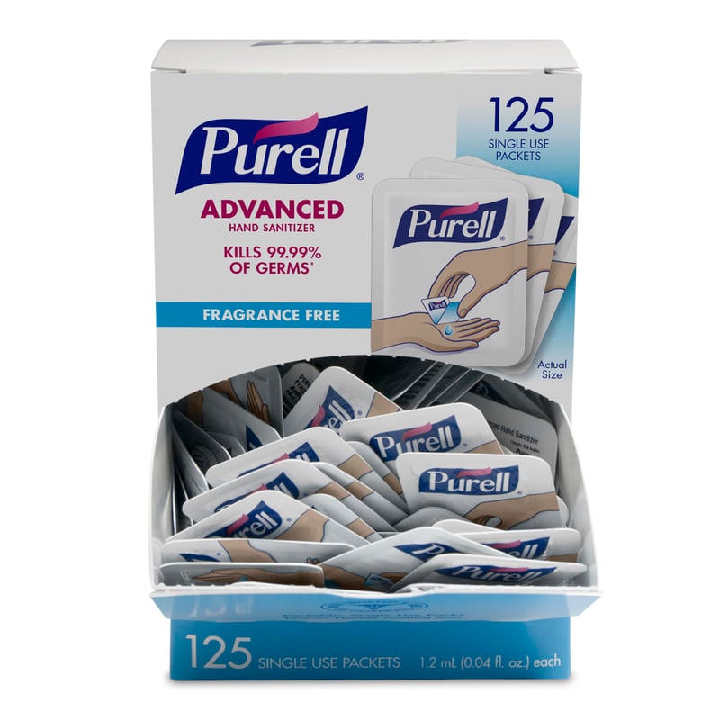 Purell Singles Advanced Hand Sanitizer Individual Single-Use Packets, 1.2 mL, 125 Packets Per Box, Case Of 12 Boxes MPN:9630-12-125CT-NS