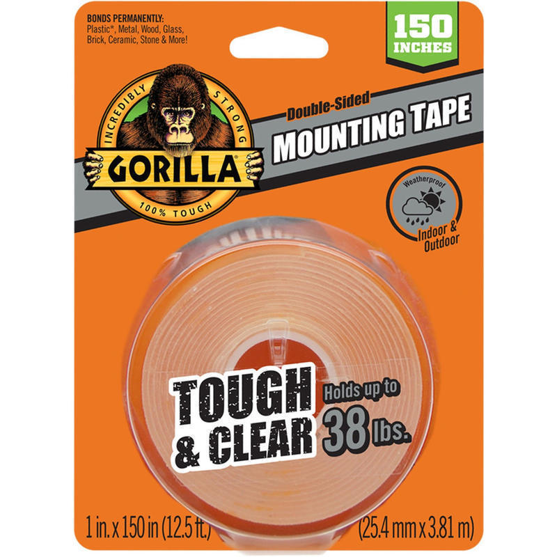 Gorilla Tough & Clear Mounting Tape - 12.50 ft Length x 1in Width - 1 Each - Clear (Min Order Qty 4) MPN:6036002