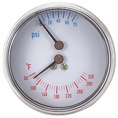 Boiler Gauge Round 0-75 PSI 60 to 260 F MPN:4CFC3